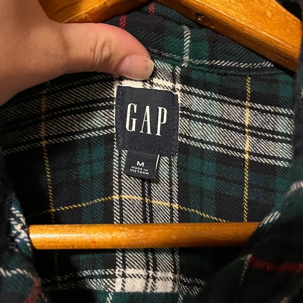 GAP Navy and Green Plaid Shirt - Picture 2 of 9